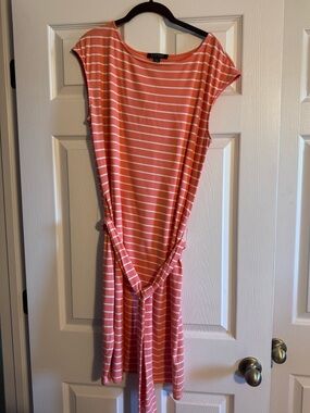 Ralph Lauren Cap Sleeve Tie Midi Dress